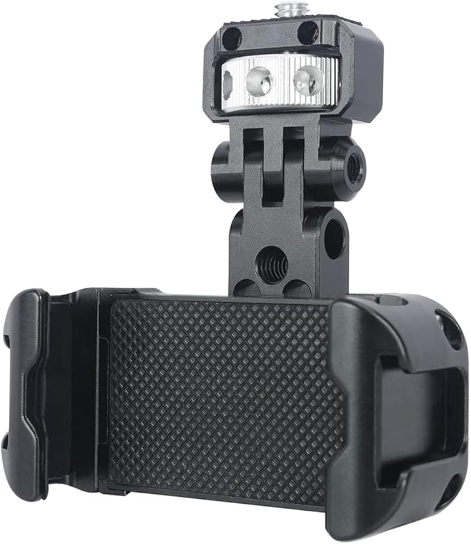 NICEYRIG Pro Phone Holder with 1/4 Mount 360 Degree Rotation and 180 Degree Tilt for DSLR and Mirrorless, Cinema Camera, Camcorder Cage Rig - 519