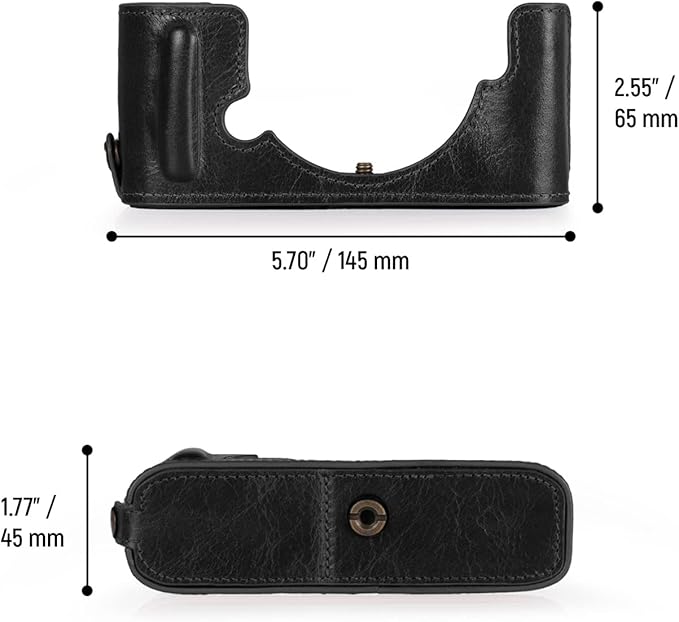 MegaGear MG2016 Ever Ready Genuine Leather Camera Half Case Compatible with Nikon Z fc (Black)