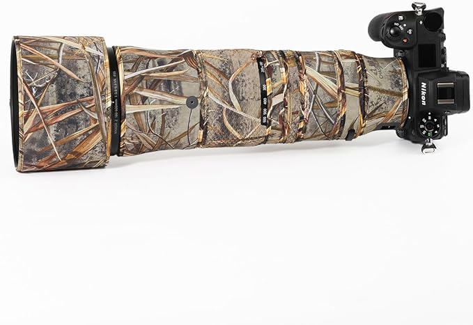 CHASING BIRDS Lens Camouflage Waterproof Coat for Nikon Z 180-600mm f/5.6-6.3 VR Rainproof Lens Protective Cover Version IV (New Reed Camouflage, with 1.4X TC)