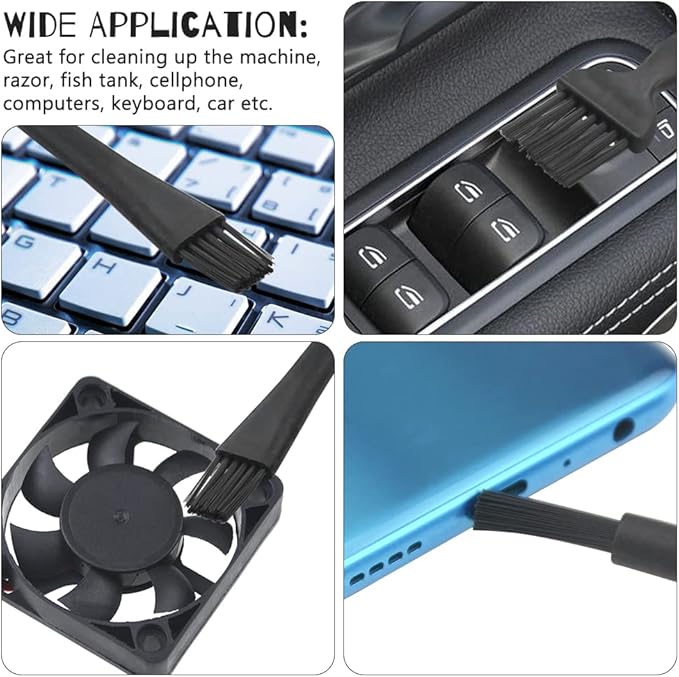 WMYCONGCONG 8 in 1 Plastic Handle Nylon Anti Static Brushes Cleaning Keyboard Brush Kit Portable Nylon Cleaning Brushes, Black