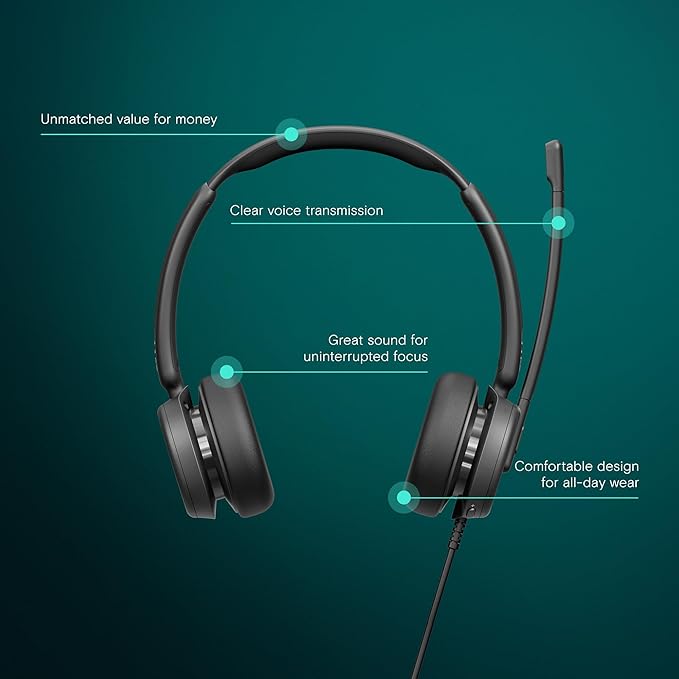 EPOS Impact 460 Binaural On-Ear USB-C and USB-A Wired Headset with Noise-Canceling Mic, Plug-and-Play, Clear Sound, Comfortable Fit, Suitable for Office, Home, and Business Communication