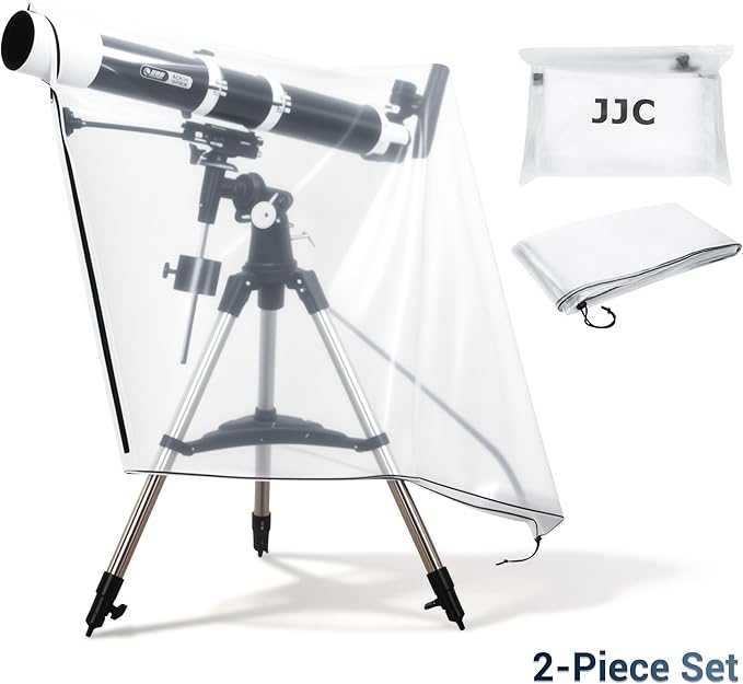 2PCS Clear Telescope Cover, 58x33Inch Waterproof Telescope Weather Resistant Rain Cover Raincoat Protector with Dual Zippers & Drawstring for Large Astronomical Telescopes Outdoor Against Rain Dust