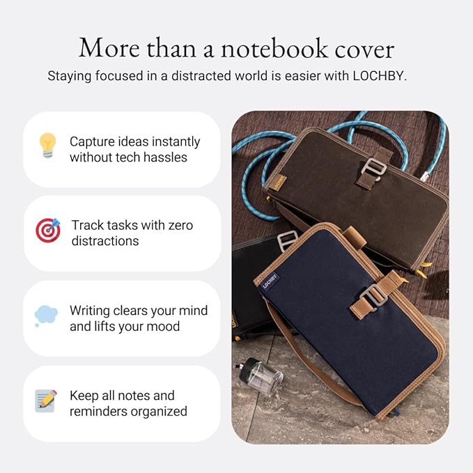 LOCHBY® Voyager Journal | Water Resistant Waxed Canvas | Pen Loop | Included Tomoe River Notebook | Perfect for Travel, Art, Bullet Journal