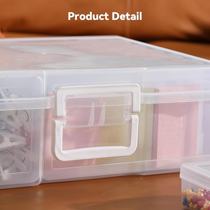 novelinks Stackable Plastic Clear Storage Box Containers with Latching Lid - Art Craft Supply Organizer Storage Containers for Pencil Box,Crayon, Jewelry (6 Pack Medium+6 Pack Small-Clear)