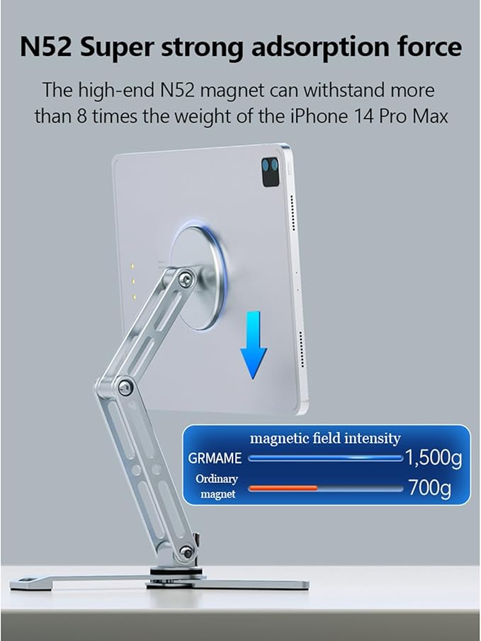 Magnetic Tripod for iPhone 16/15/14/13/12 Series & iPads,Aluminium Mini Magsafes Tripod for iPhone & Magsafes,360° Adjustable Triple Fold Design Magnetic Phone Stand