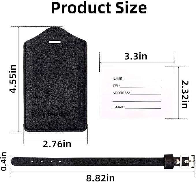 2 Pack Leather Luggage Tags Travel Luggage Name Tag Bag Tags Leather Suitcases Tags for Luggage Id Tags with Cover Privacy Protection Suitcase Labels Travel Accessories (Black & Purple)