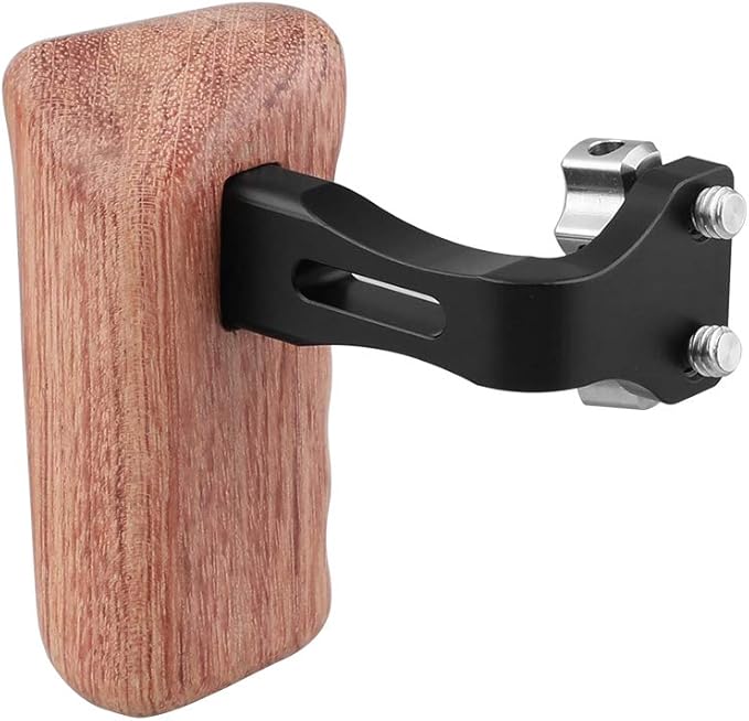 CAMVATE Wooden Handle Grip with 1/4"-20 Thumbscrew Knob for DSLR Camera Cage Rig (Left Hand) - 2218
