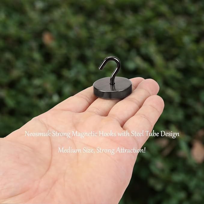 Neosmuk Magnetic Hooks, Cruise Ship Essentials, 100lb+ Heavy Duty Magnetic Hooks for Cruise Cabins, Refrigerator, Grill, Hanging, and Travel | Extra Strong Must-Haves Magnet Hook,Gunmetal, 5 Pack