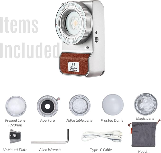 Harlowe RGBCW Photography Lighting 5W Mini Studio Light for Video Recording, Photography and Streaming, 1700K-10000K CRI/TLCI 96+, IP54, App Control, Iris 5 Spectra Creator Kit