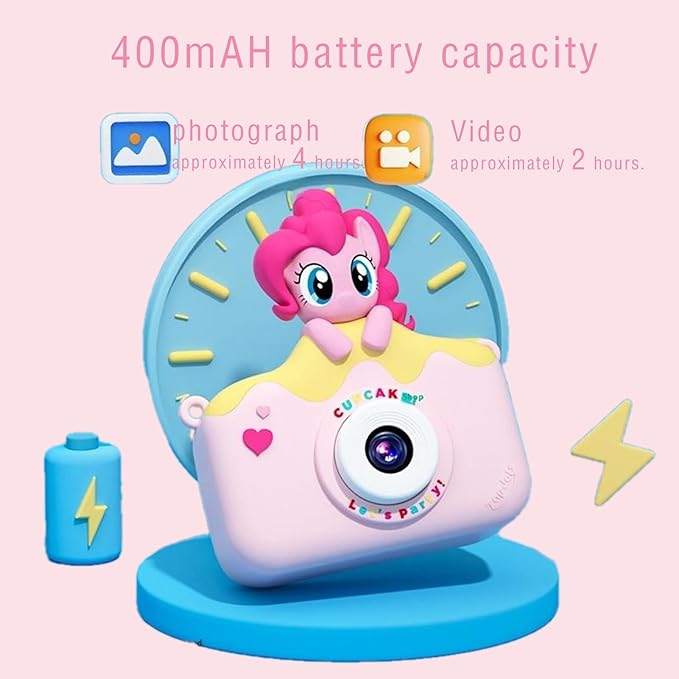 My Little Pony Sweetheart Party Children Camera, Birthday Gifts Girls Boys Age 3-12, Kid's Camera with SD Card,Pinkie Pie