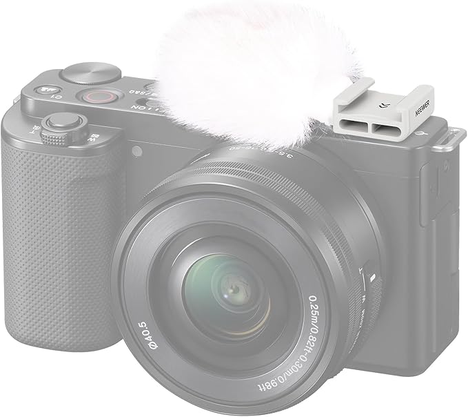 Neewer Cold Shoe Wind Muff for ZV Series Vlog Cameras, Microphone Furry Windscreen with Cold Shoe Mount Adapter Accessory Compatible with Sony ZV-1F ZV-E10 ZV-1 ZV-E1 ZV-1 II, CA133 White