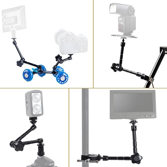 11" Articulating Magic Friction Arm with Large Super Crab Clamp Mount Clip Pliers for DSLR Camera Monitor LED Light