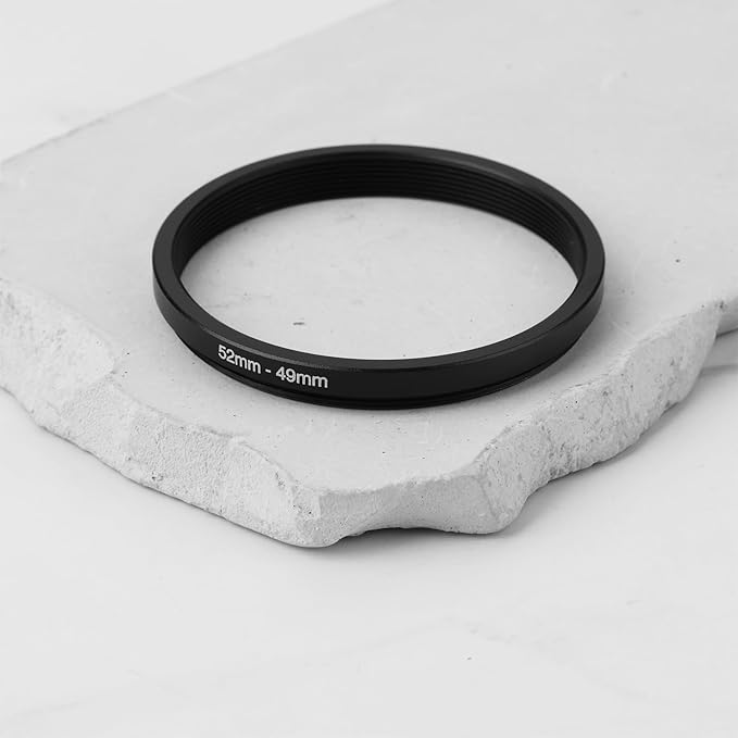 2Pcs 52mm to 49mm Step-Down Filter Adapter Ring Metal Threaded Lens Converter for Filters and Accessories