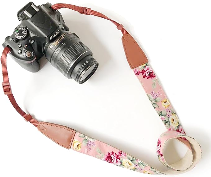 Alled Camera Strap Neck, Adjustable Vintage Floral PInk Camera Straps Shoulder Belt for Women/Men,Camera Strap for Nikon/Canon/Sony/Olympus/Samsung/Pentax ETC DSLR/SLR
