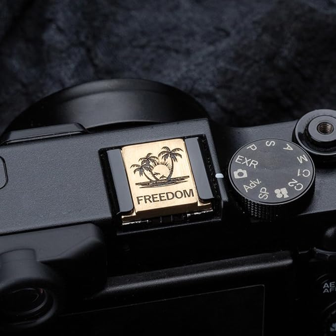 Camera Coconut Tree Pattern hot Shoe Cover for Fujiflm X100VI XT4 XT30 X-T20 X-T10 X-T3 for Nikon Z5 Z6 Z50 Z30 (Copper Alloy-Hot Shoe Cover)