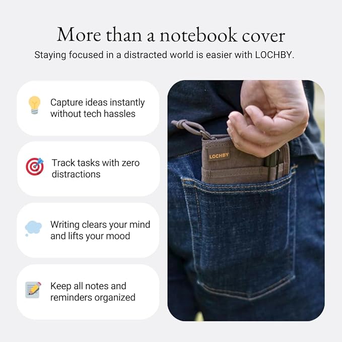 LOCHBY® Pocket Journal | Tomoe River 3.5" x 5.5" Notebook | Waxed Canvas | Ideal for Travelers & Daily Use, Fits Field Notes, Moleskine Cahier