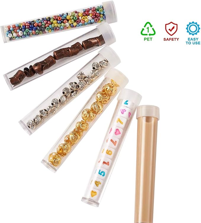 Craftdady Clear Plastic Tube Bead Chunky Bamboo Tube Beads 100Pcs Transparent Storage Test Tubes with Caps 78x13mm (3.07x0.5 inch)