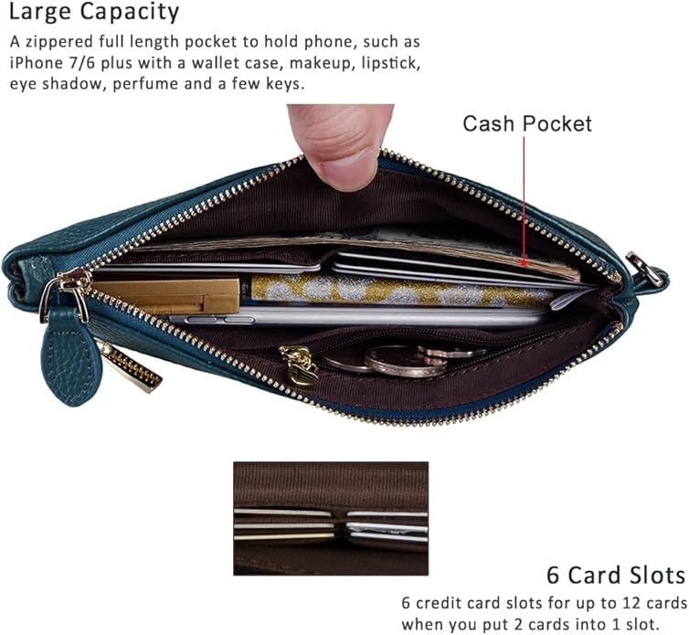 befen Genuine Leather Wristlet Clutch RFID Blocking Bag Cell Phone Wallet Purse Wristlet Wallet Purses and Handbags for Women
