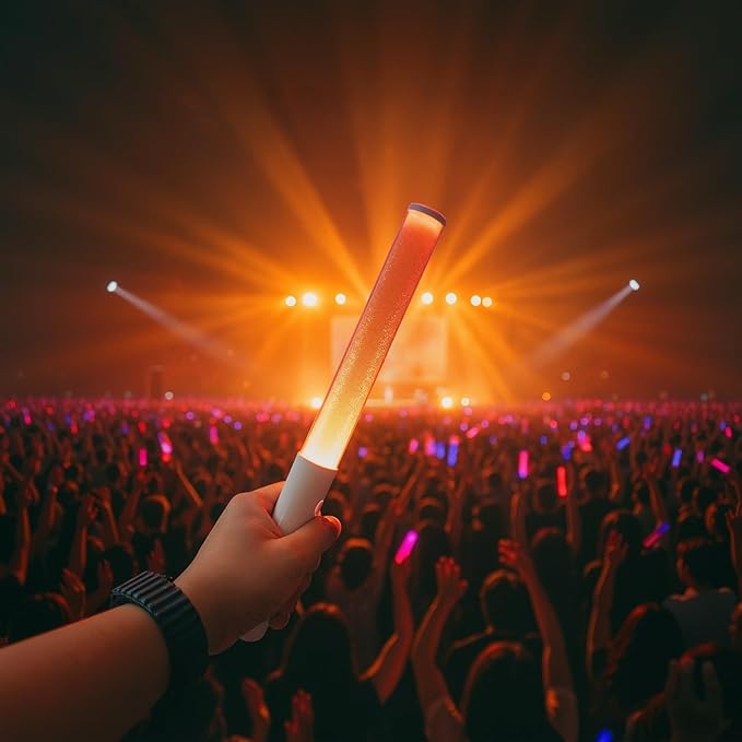 LED Glow Sticks Reusable Glow Party Favor Supplies Multicolor Light Up Stick Idol Concert LED Flashing Bright Glow Lightsticks for Wedding, Birthday, Raves, Concert, Halloween, Christmas (White-2Pack)