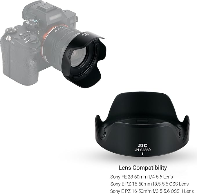 Petal Screw in Lens Hood for Sony FE 28-60mm f/4-5.6 Lens SEL2860 and Sony E PZ 16-50mm f/3.5-5.6 OSS Lens SELP1650 on Sony ZV-E1 ZV-E10 A7C A6400 A6300 A6100 A6000 with a 40.5mm Adapter Ring
