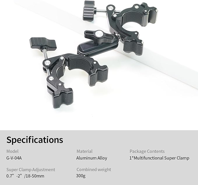 FIFIELD Double Super Clamp Camera Mount with Magic Arm, Desk Studio Light Holder, Ball Head Adapter for Photo Studio Light Stand, Photography Reflector, Photo Boom Stand, Cross Bars