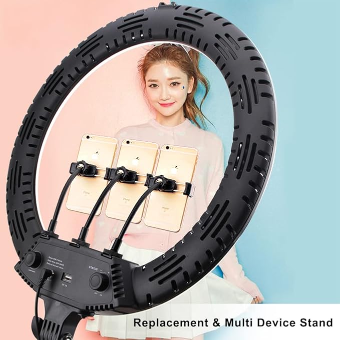 Ring Light Phone Holder Universal Phone Holder for Ring Light with 1/4 and Hot Shoe Adapter, Flexible Phone Mount for RingLight and Tripod Stand