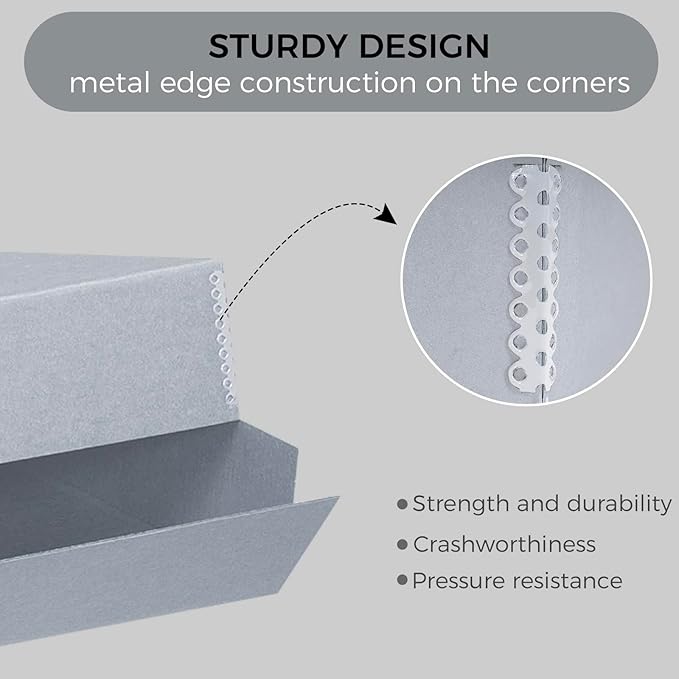 Lineco, Archival Storage Box, Museum Preservation Organizer with Drop Front Design, Acid-Free with Metal Edge, Preserves Picture Longevity, Photos, Documents, Crafts, DIY, 11x14, Pack of 2