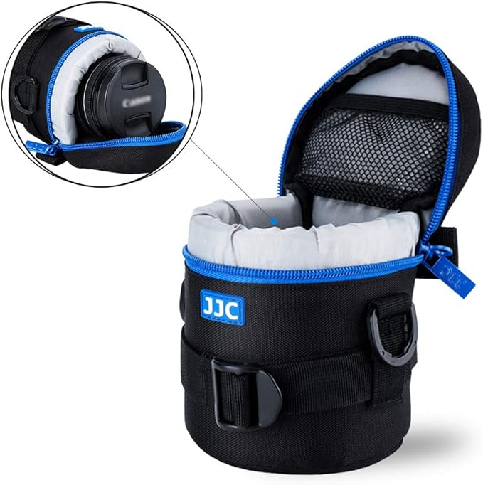 JJC Camera Lens Pouch Case for Canon EF-S 18-55mm EF 50mm Nikon AF-S 18-55mm Nikkor AF 50mm Fujifilm XF 16mm 23mm XC 15-45mm etc, Zipper Polyester Lens Protective Bag Interior Size 3.07x4.92”