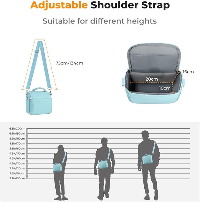 K&F CONCEPT Camera Sling Bag Small Crossbody Camera Case DSLR/SLR/Cute Compact Shoulder Photography Bags for Photographers-Blue