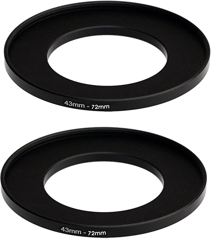 (2 Pcs) 43-72MM Step Up Ring Adapter, 43mm to 67mm Filter Ring, 43 mm Male 72 mm Female Stepping Up Ring for DSLR Camera Lens and ND UV CPL Infrared Filters