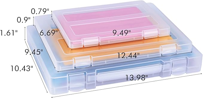 Mickiewicz 12 Pack A4 Paper Storage Boxes, 8.5 x 11 Plastic Portable Project Case for US letter Size and A4 paper, Plastic Multi-Purpose Thick Scrapbook Storage Box for Office