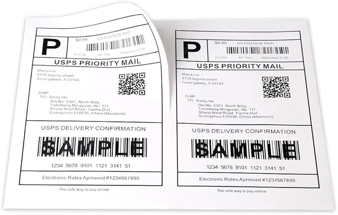 [500 Sheets; 1000 Labels] Half Sheet Self Adhesive Shipping Labels for Laser & Inkjet Printers, 8.5" X 5.5" Shipping Labels for Laser & Inkjet Printers Half Sheet Labels for Printer 8.5 x 11