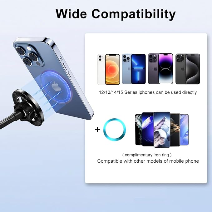 for Magsafe Mic Stand Phone Holder, Flexible Phone Holder for Microphone Stands Super Magnets iPhone Mic Stand Holder Music Stands Phone Mount for iPhone 15 14 13 12 Pro Max Plus Max Mini