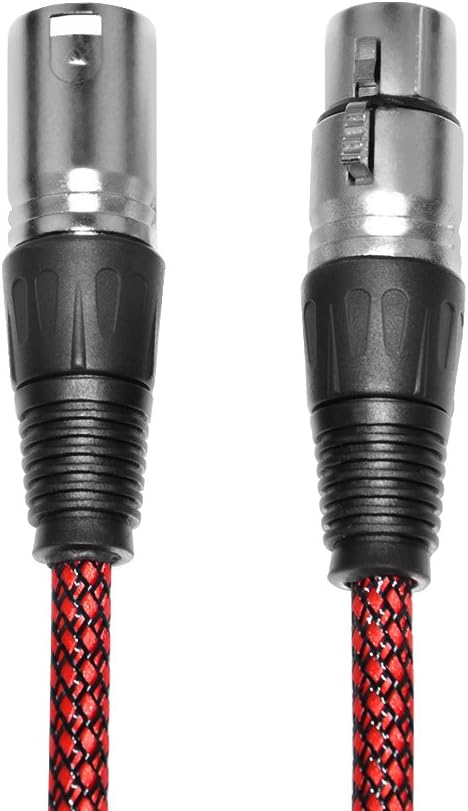 50ft XLR Cable - Male to Female, Nylon Braided Balanced Mic DMX Cable with Oxygen-Free Copper Conductors