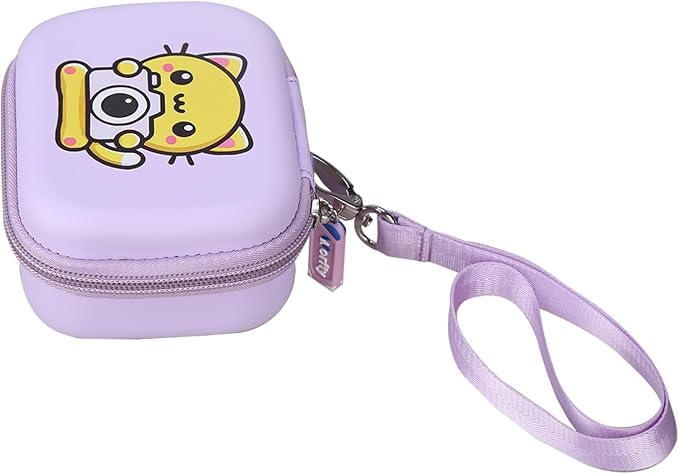 worfty Kids Camera Case Compatible with Seckton/Goopow/DITUPAN/YEEHAO/Hangrui/Masterbee/OUTUVAS/GKTZ Digital Video Camera Toys Camcorder Storage Holder Carrying - Purple Cat