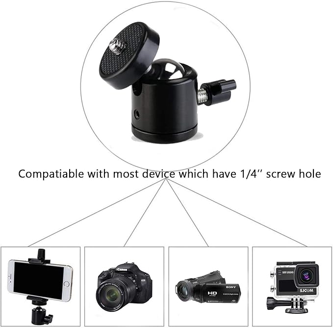 Universal 1/4" Swivel Mini Ball Head Screw Tripod Mount with Hot Shoe（2 Pack）, Eszkozta 360 Degree Rotating Mount Base Adapter for DSLR Cameras HTC Vive Tripods Monopods Camcorder Light Stand…