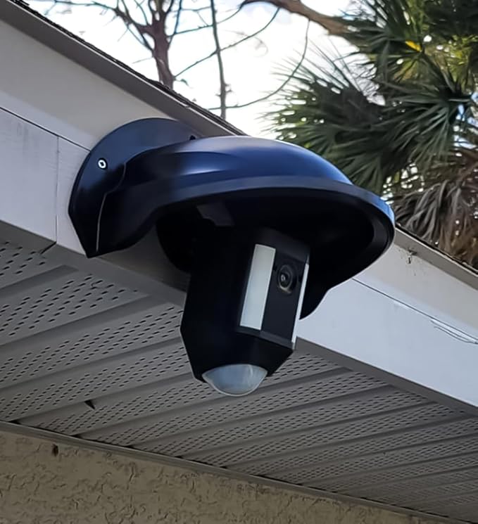 OWOKISO Universal Security Camera Sun Rain Cover Shield - Length 11.4", Width 8.0", Height 6.2" - Weatherproof Protective Roof for Dome/Bullet Outdoor Cameras (Black, 2Pack)