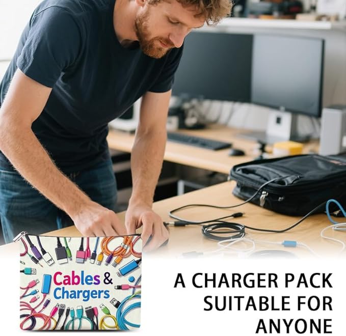 ShiQiao Spl Cables Chargers Makeup Bag Chargers Cables Cosmetic Bag Pouch Charging Organizer Zipper Pouch Electronics Accessories Bags Charger Organizer Storage Travel Birthday Christmas Gifts