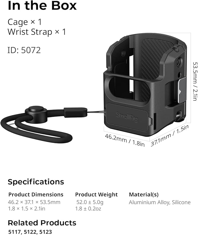 SMALLRIG Expansion Adapter Accessorie for DJI Osmo Pocket 3, Aluminium Protective Cage, 52g Lightweight Mount for Pocket 3, with Cold Shoe Mount, 1/4"-20 Threaded Toles and Claw Ports