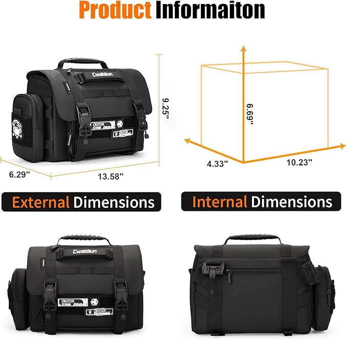 Cwatcun Camera Sling Bag, Waterproof Multifunction Photography Tactica Camera Crossbody Bag with Tripod Holder & Removable Accessory Bags for DSLR/SLR/Mirrorless Cameras - Small