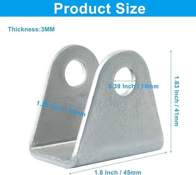 4 Pack Universal Shock Mount Kit, Silver Steel ATV Dirt Bike Shock Mounting Brackets with Hardware, U Shape Suspension Bracket for Go-Karts Motorcycles
