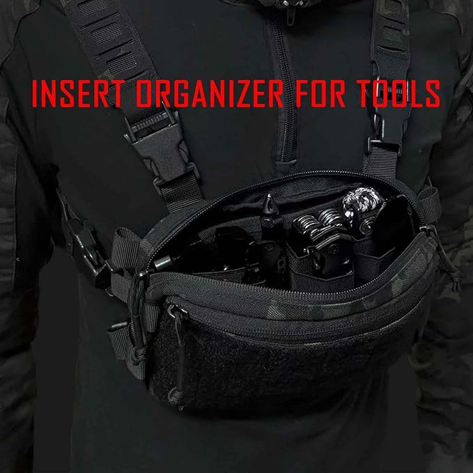 3 Piece EDC Elastic Bag Insert Pouch Panel Hook Backed Accessories Holder, Tactical Backpack Insert Modular Organizers and Storage Pouch