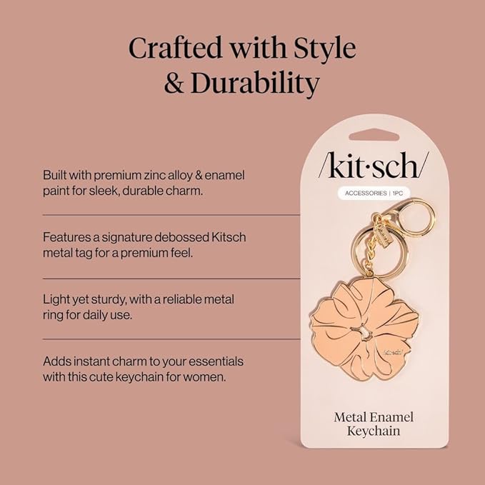 Kitsch Cute Keychain For Car Keys - Bag Charm for Handbags | Premium Zinc Alloy & Enamel Paint | Durable, Lightweight, Stylish Kawaii Keychain Charm, Teen Girl Gifts Trendy Stuff- Terracotta Scrunchie