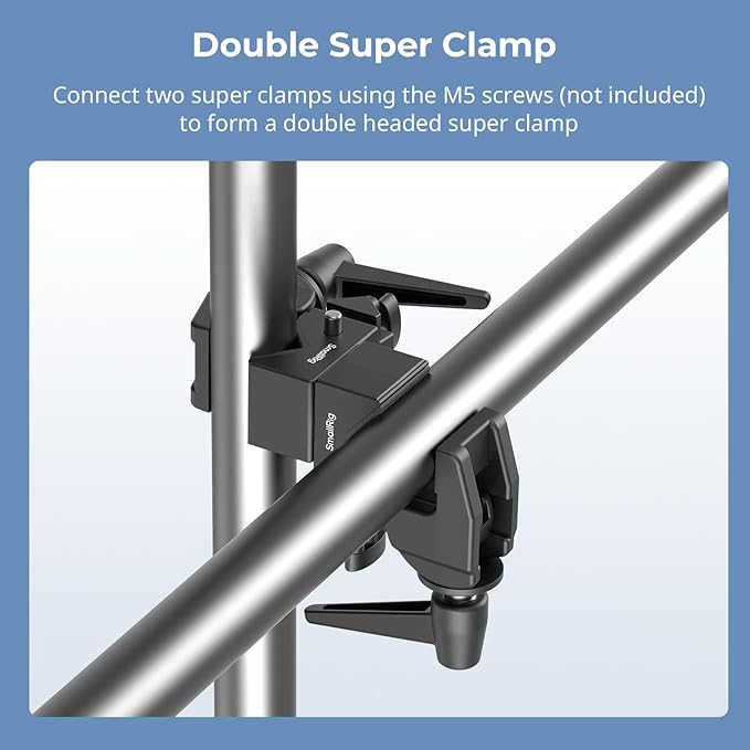 SMALLRIG Super Clamp Kit, Heavy Duty Max Load 33lb /15kg, with a 1/4"-20 & a 3/8"-16 Top Screw on a 5/8" Stud, for Photography Studio Video Camera Lighting, for Round Pipe and Flat Surface (Pack of 4)