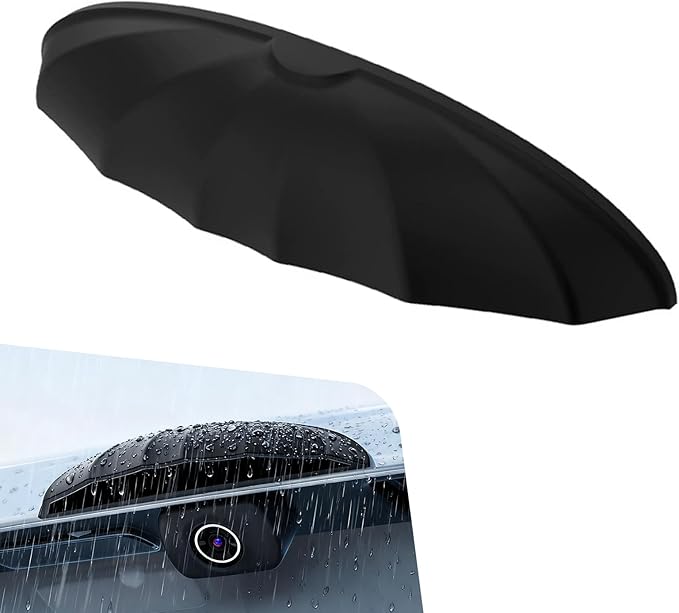 Hugwits Car Rearview Camera Anti-Rain Cover, 0.7" x 3.9" Silicone Reversing Camera Rain Eyebrow Cover, Self-Adhesive Dashcam Protective Covers, Universal for Most Cars (Black)