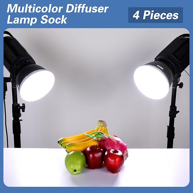 4 PCS Light Diffuser, 7"/18cm Diffuser Lamp Sock Soft Cover White Diffuser Sock for Studio Strobe Reflectors, Video Shooting (White)