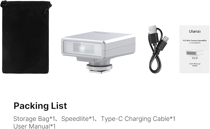 ULANZI LM20 Speedlite Camera Flash – GN12 Guide Number & 5600K CCT for Canon/Fuji/Panasonic/Olympus/Pentax & More SLR/Mirrorless/Digital Cameras with Single-Contact Hot Shoe, White