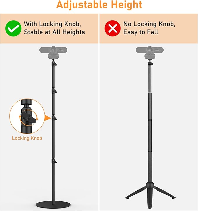 Camera Round Base Mount Desk Stand, Flexible Aluminum Photography Floor-Standing Light Monopod Stand Phone Holder with 1/4" 3/8'' 5/8'' Screw for DSLR Camera, Light, Webcam, Live Streaming, Vlogging