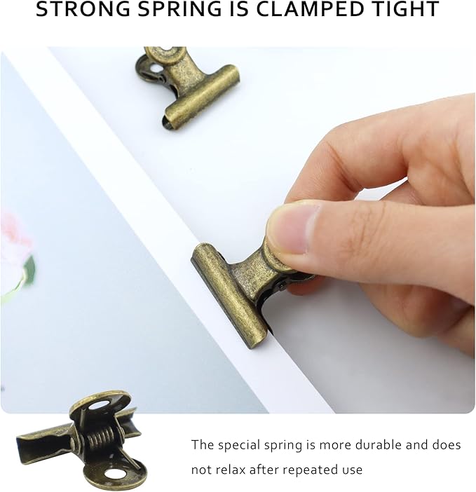 YETOOME 20 Pieces Metal Bulldog Binder Clips, 1.2 Inch Hinge Paper Clips Clamps for Food Bags, Pictures Photos, Art Crafts, Home Office Supplies (Bronze)