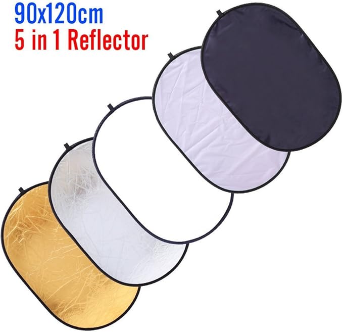 5 in 1 Portable 35"x47"/ 90x120cm Oval Collapsible Multi Disc Photography Studio Photo Camera Lighting Reflector/Diffuser Kit with Carrying Case, Great for Photo Shoots and Taking Pictures in Accurate